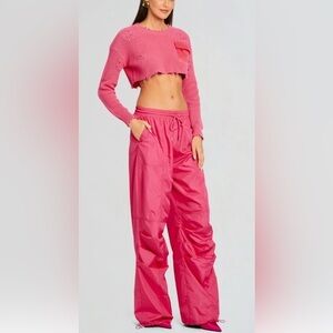 Retrofete Seroya NWT Adelina ruched parachute 90’s  Cargo Pants hot pink size XS